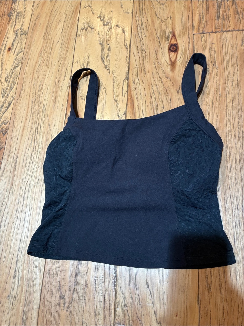 lululemon athletica Black Tank Top with Lace Side Panels